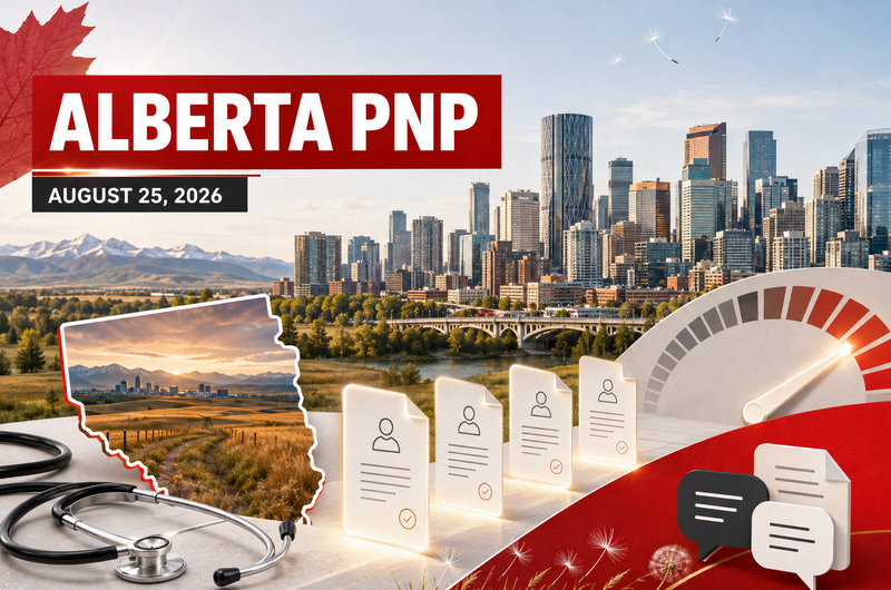 Ghasedak news illustration about additional Alberta nomination spaces for physicians and Francophones dated August 25, 2026
